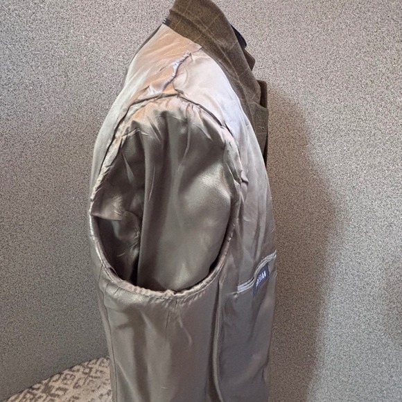 Hart Schaffner Marx Windowpane Plaid Blazer 44L Brown Sport Jacket Parisian Wool - Picture 9 of 16